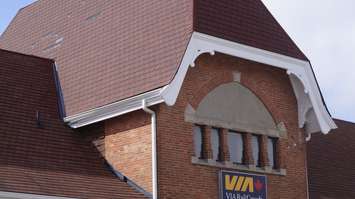 Shingles were blown off the new roof at Sarnia's Via Rail station Wednesday. March 10, 2017 Blackburn News photo by Jake Jaffrey