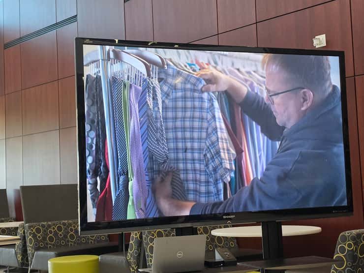Clothing in Lambton College's clothing closet (Blackburn Media photo by Josh Boyce)