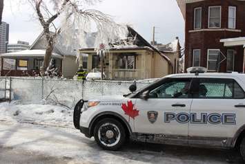 Windsor firefighters respond to a blaze at 761 Windsor Ave. on February 18, 2015. (Photo by Jason Viau)