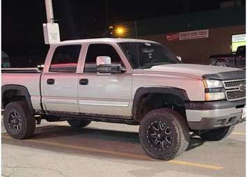 Grey 2007 Chevrolet Silverado that was reported stolen from the Bloomfield carpool lot. (Photo courtesy of Chatham-Kent police)