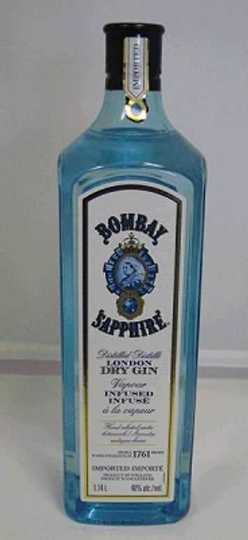 Bombay Sapphire - London Dry Gin. (Photo courtesy of the Canadian Food Inspection Agency)