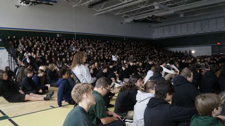 Pep rally held ahead of the 41st annual Irish Miracle. December 3, 2024. (Photo by Natalia Vega) 