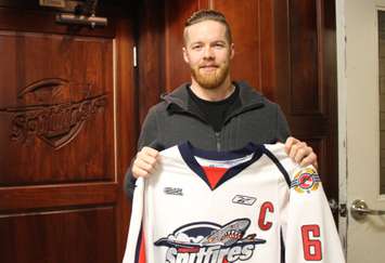 Former Windsor Spitfire Captain Ryan Ellis back in the city for his jersey retirement ceremony, January 29, 2016. (Photo by Maureen Revait) 
