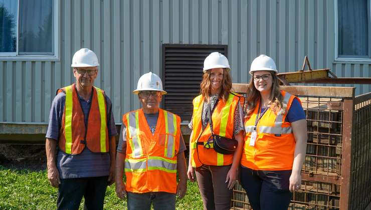 (Photo L-R) Peter Bogart and Frank Johnston, President & Vice President of the Sacred Heart Food Bank; Marcie Myers, Manager – Financial Services, SCCDSB and Rachel Johnston, Coordinator – Capital Projects, SCCDSB (Photo courtesy of SCCDSB)