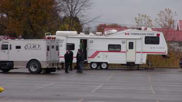 Chatham-Kent Police hold a training session at the Galaxy Cinemas on St. Clair St in Chatham on Nov 6 2014 (Photo by Jake Kislinsky).