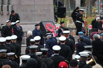 Hundreds gather at Windsor's cenotaph during a Remembrance Day ceremony on November 9, 2014. (Photo by Jason Viau)