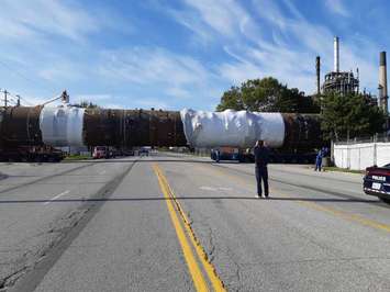 180 foot fuel processing tower transported to Imperial Oct. 14 and 15, 2019.  Submitted photo. 