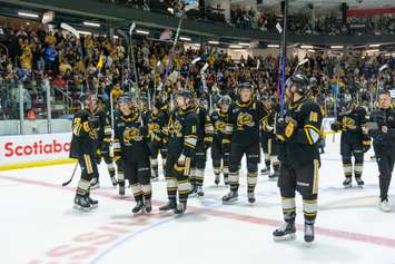 The Sarnia Sting end their season with a 5-1 loss in game six of the Western Conference Final. Photo courtesy of Darren Metcalfe, Metcalfe Photography.