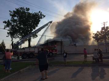 Firefighters respond to a massive blaze at the former Hook's Restaurant at Wharncliffe Rd. and Southdale Rd. in London, May 29, 2018. (Photo by Scott Kitching, BlackburnNews.com)