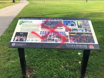The Town of Tecumseh is the latest target of racist and offensive graffiti. Sept. 3, 2019. (Photo courtesy of Tecumseh)