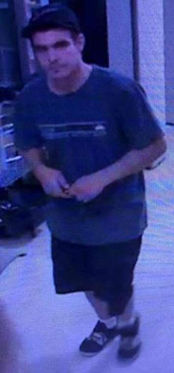 Chatham-Kent police are looking to identify this man in connection with a theft investigation at the Sobeys in Blenheim. (Photo courtesy of Chatham-Kent police)