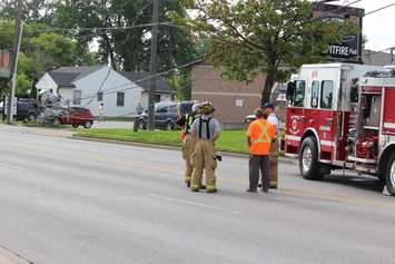 A pole fire causes a transformer to fall on Tecumseh Rd. at Southfield Dr. in Tecumseh, June 18, 2015. (Photo by Jason Viau)