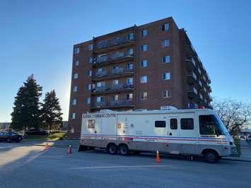 Sarnia police on scene of an explosion at 275 Finch Drive, December 13, 2021.  Photo by Melanie Irwin.