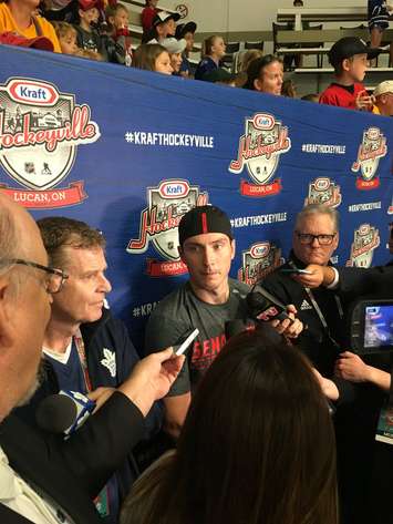 Matt Duchene of the Ottawa Senators talks to the media. (Photo by Ryan Drury)