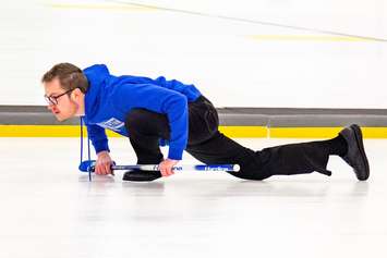 A curler taking part in the 48th Sarnia Oil Chemical Bonspiel from Sarnia Golf & Curling Club. February 2023. (Submitted Photo)