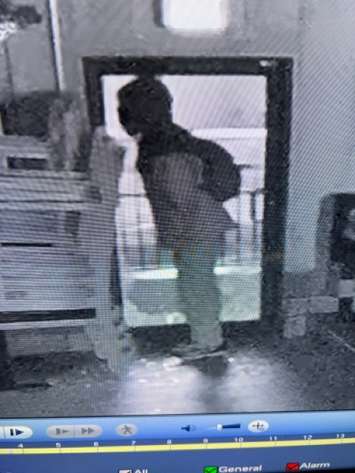 Chatham-Kent police have released this photo in connection with a break-in on Grand Avenue West in Chatham on January 16, 2023. (Photo courtesy of Chatham-Kent police)
