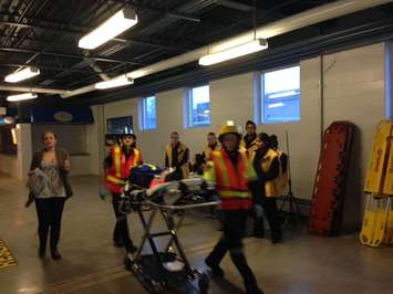 Mass casualty simulation at Sarnia's RBC Centre. April 9, 2015 (BlackburnNews.com photo by Melanie Irwin)