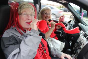 Fran Ferguson, left, and sister Rose Tako left the Windsor Express game disappointed after learning it was cancelled, April 30, 2015. (Photo by Jason Viau)