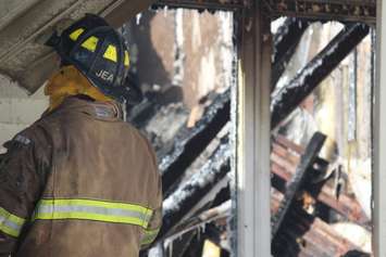 Windsor firefighters respond to a blaze at 761 Windsor Ave. on February 18, 2015. (Photo by Jason Viau)