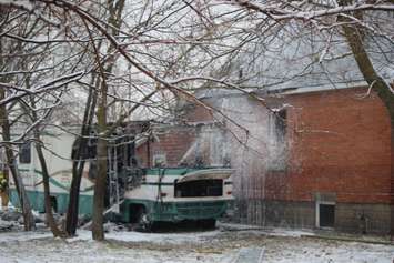 Fire at Exmouth St. and Indian Rd. Jan 16, 2018. BlackburnNews.com photo by Dave Dentinger.