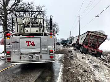MVC at Confederation and Blackwell Side Rd.  Dec 18,2017. Photo courtesy of Sarnia Fire and Rescue via twitter.