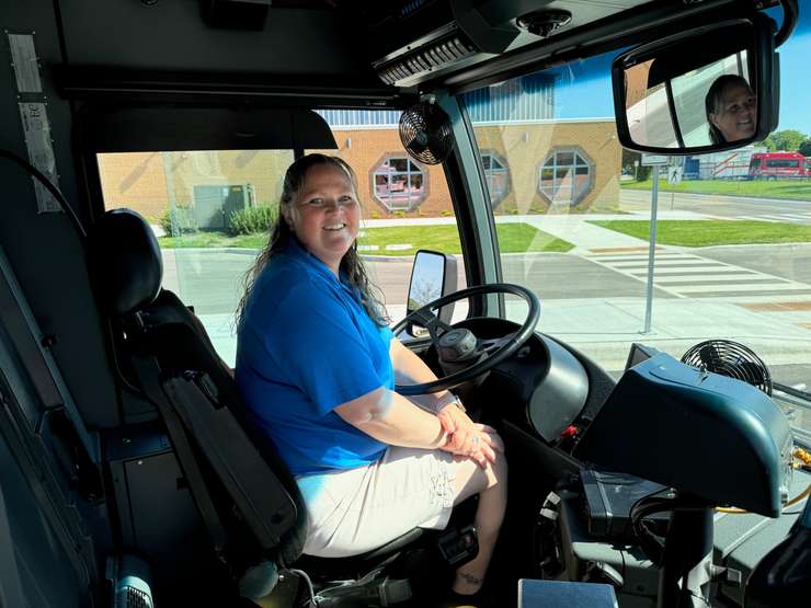 Sarnia Transit driver Felicity Bazeley at the ribbon cutting of the new Clearwater Terminal. May 24, 2024. Blackburn Media photo by Melanie Irwin