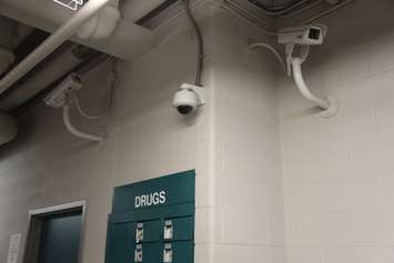 Cameras outside of Windsor Police Service drug lockers and vault, March 31, 2017. (Photo courtesy the Windsor Police Service)