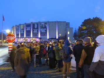 A crowd of people wait to get into the Prime Minister's town hall at Western University, January 13, 2017. (Photo by Miranda Chant, Blackburn News)
