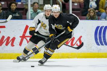Sarnia Sting players taking part in the annual Black and White Game in support of the United Way.  2 September 2022.  (Metcalfe Photography)