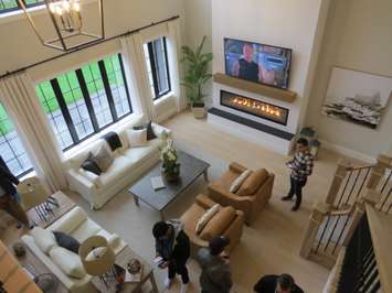The living room  inside the Dream Lottery home at 2397 Meadowlands Way. (Photo by Miranda Chant, Blackburn News)