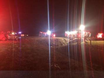 Emergency crews respond to a two-vehicle crash on Hwy. 3 and Graham Side Rd. in Kingsville, December 18, 2014. (Photo by Ricardo Veneza)