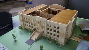A replica of SCITS High School in Sarnia built by Don Percival. December 4, 2018. (Photo by Colin Gowdy, BlackburnNews)