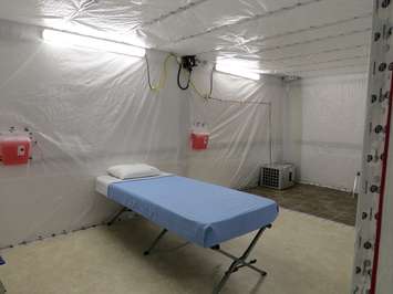 The resuscitation room in London's new COVID-19 field hospital at the Western Fair Agriplex, April 7, 2020. (Photo by Miranda Chant, Blackburn News)