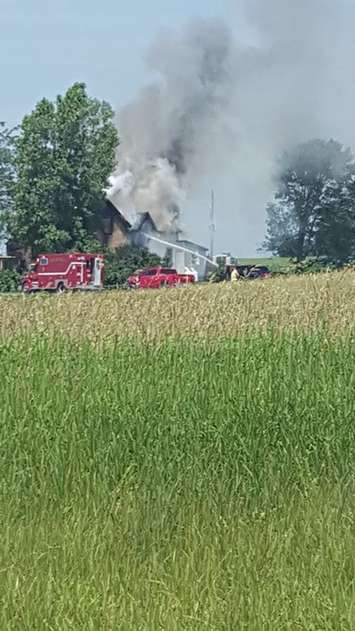 Fire crews on scene of a house fire near Auburn on July 5, 2019. (Photo by Stacy Kuntz-Eichler)