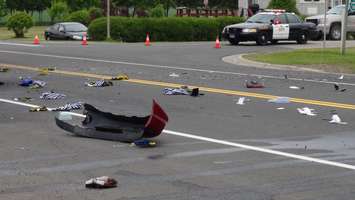 Debris on Highway 40 following a multi-vehicle collision (Photo by Jake Kislinsky)