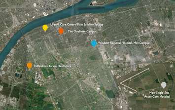 Critics of the new acute care hospital location are accusing the City of Windsor of using old development data while planning for the future. (Photo courtesy of WRH)