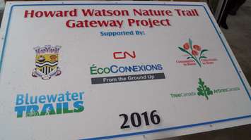 Local dignitaries gather to celebrate completion of the Howard Watson Nature Trails Gateway Project off Michigan Ave.  October 20, 2016 BlackburnNews.com photo by Leeya Morrow.