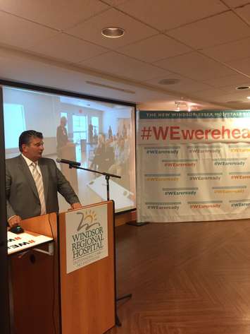 WRH CEO David Musyj announces next steps for mega hospital.  (Photo by Paul Pedro)