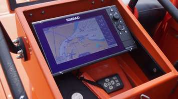 New electronic equipment on PointSAR's Zodiac rescue boat. June 21, 2018. (Photo by Colin Gowdy, BlackburnNews)