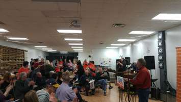 Kathy Alexander is embraced by her husband after being nominated as the NDP candidate for Sarnia-Lambton. April 17, 2018. (Photo by Colin Gowdy)