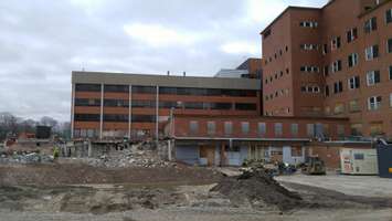 Demolition of the old Sarnia General Hospital along Essex St. April 19, 2018. (Photo by Colin Gowdy, Blackburn News)
