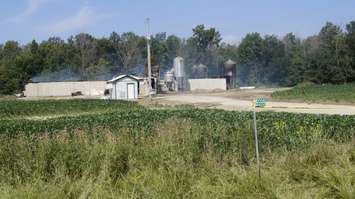 Scene of pig barn fire on Arkona Rd. in Warwick Twp. August 10, 2017 (Photo by Melanie Irwin) 