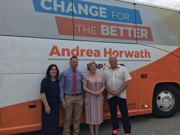 NDP leader Andrea Horwath is visiting Windsor-Essex on Wednesday to talk about better dental care for seniors and improving highways. May 30, 2018. (Photo by Paul Pedro)