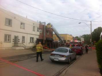 Windsor fire crews outside building in the 700-block of Erie St. (Photo by Adelle Loiselle)