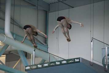 Divers compete in the FINA Diving World Series 2015 in Windsor, May 22, 2015. (Photo by Jason Viau)