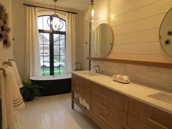 The master bedroom ensuite inside the Dream Lottery home at 2397 Meadowlands Way. (Photo by Miranda Chant, Blackburn News)