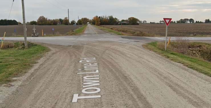 Google Street View of the intersection of Town Line Road and Pain Court Line looking south on Town Line Road. (Photo via Google Maps)