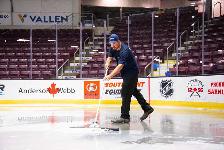 Arena team at Progressive Auto Sales Arena. Photo courtesy of the City of Sarnia Facebook page. 