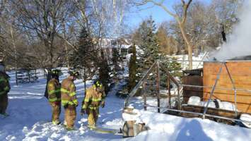 A detached garage fire on Blackwell Side Rd. January 4, 2018. (Photo by Colin Gowdy, Blackburn News)