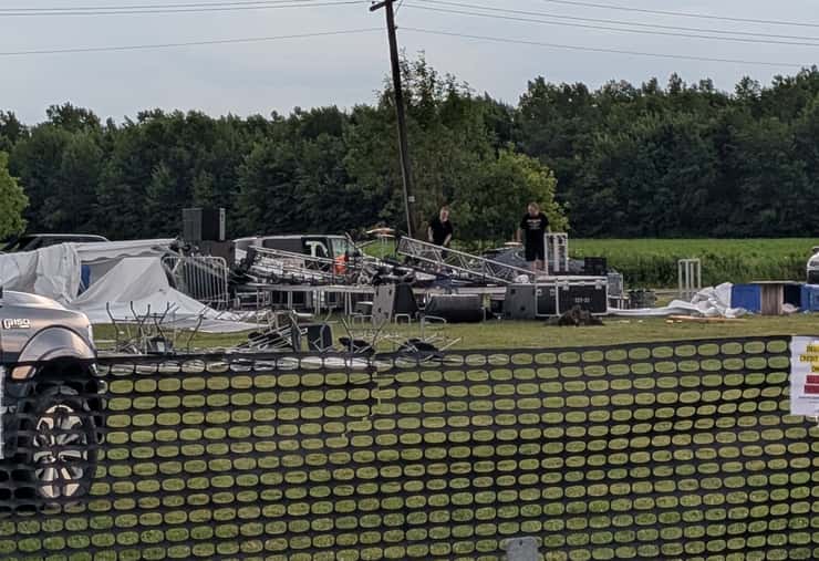 Storm damage seen at the Essex Sports Centre Complex, July 3, 2026. Photo by Isabella Milner/Blackburn Windsor Summer Road Crew.